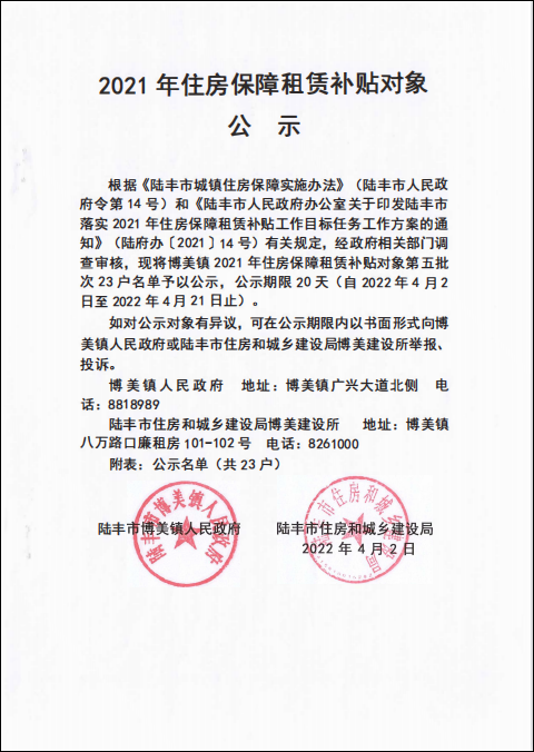 2021年住房保障租赁补贴对象公示博美镇第五批.png