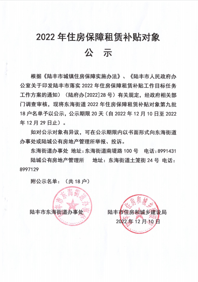 2022年度保障房租赁补贴对象公示（东海18户）第九批.png