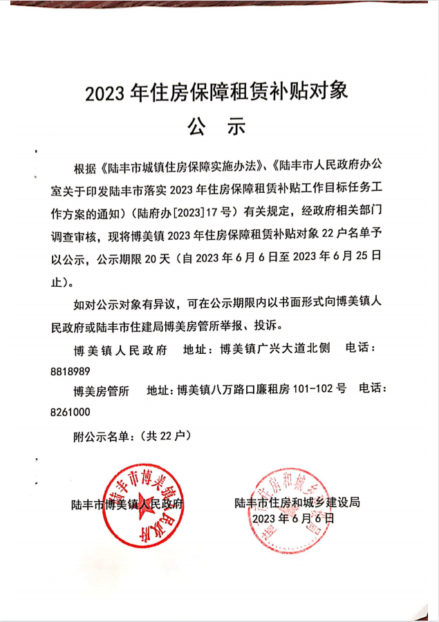 2023年度保障房租赁补贴对象公示（博美22户）.png