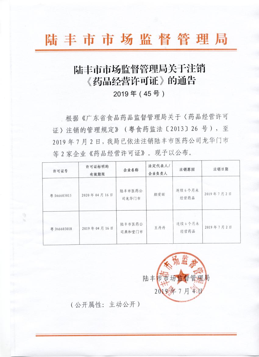 关于注销《药品经营许可证》的通告（2019年45号）.jpg